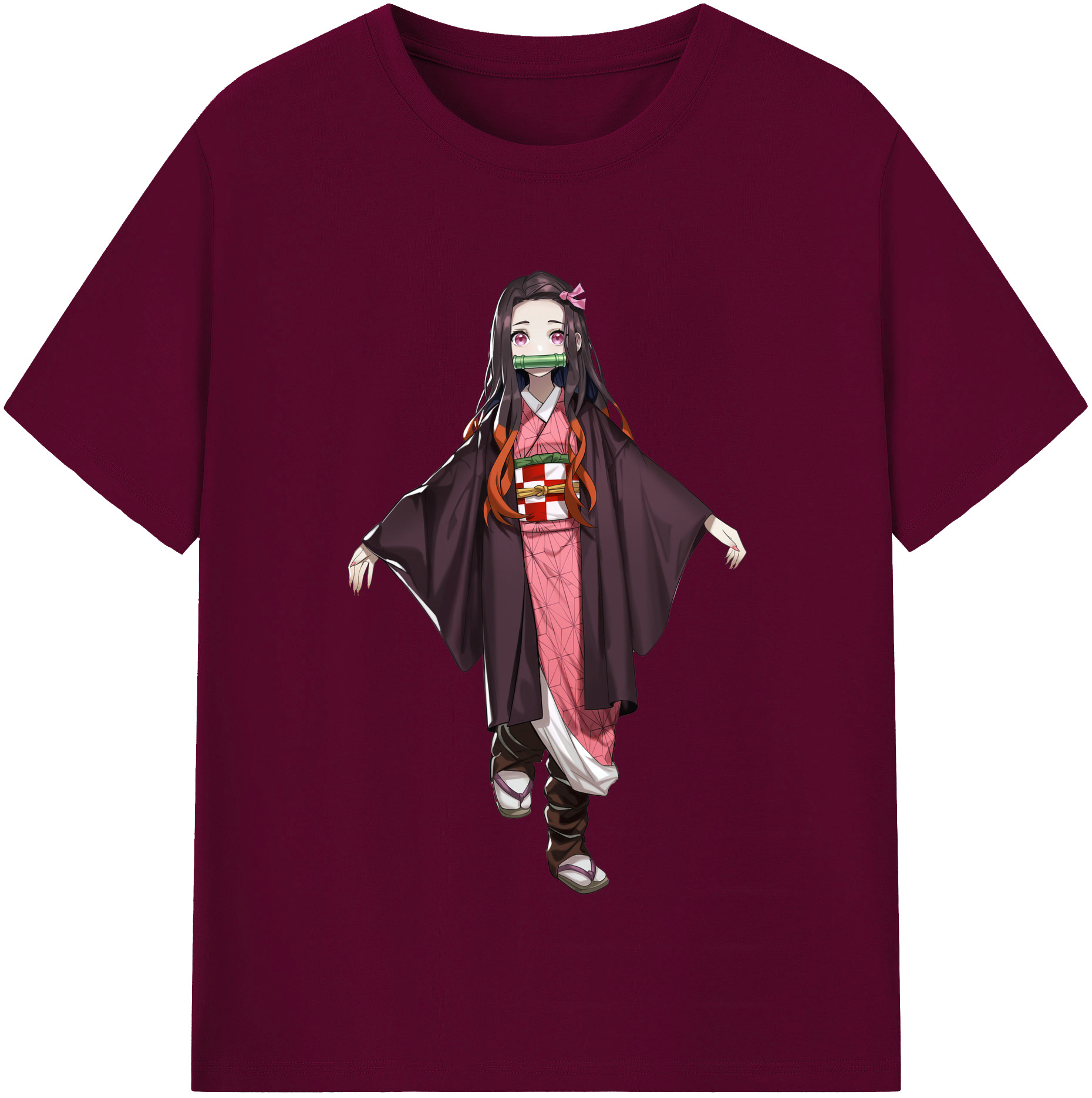 （画像用） 鬼滅の刃（きめつのやいば）竈門 禰󠄀豆子／かまど ねずこ Kamado Nezuko レディースカジュアルプリントTシャツ（綿100％）